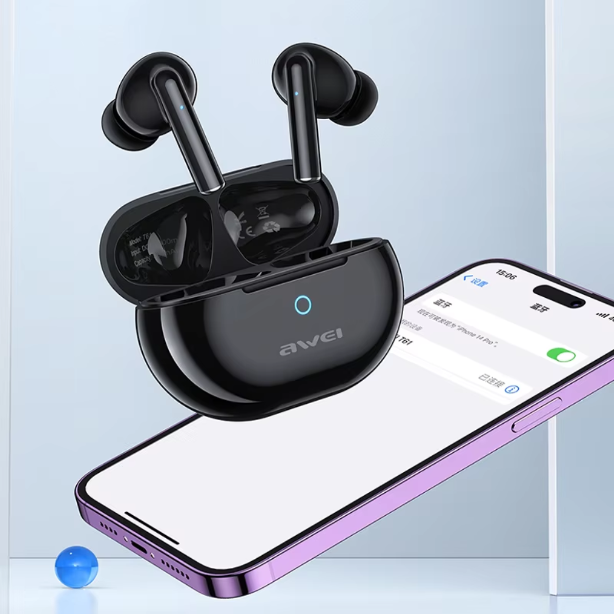 Awei T61 True Wireless Bluetooth 5.3 Earbuds – Dual ENC Mic Noise Cancellation (>35dB), 13mm Drivers, 6H Playtime, Touch Control & Low Latency Stereo Sound 2