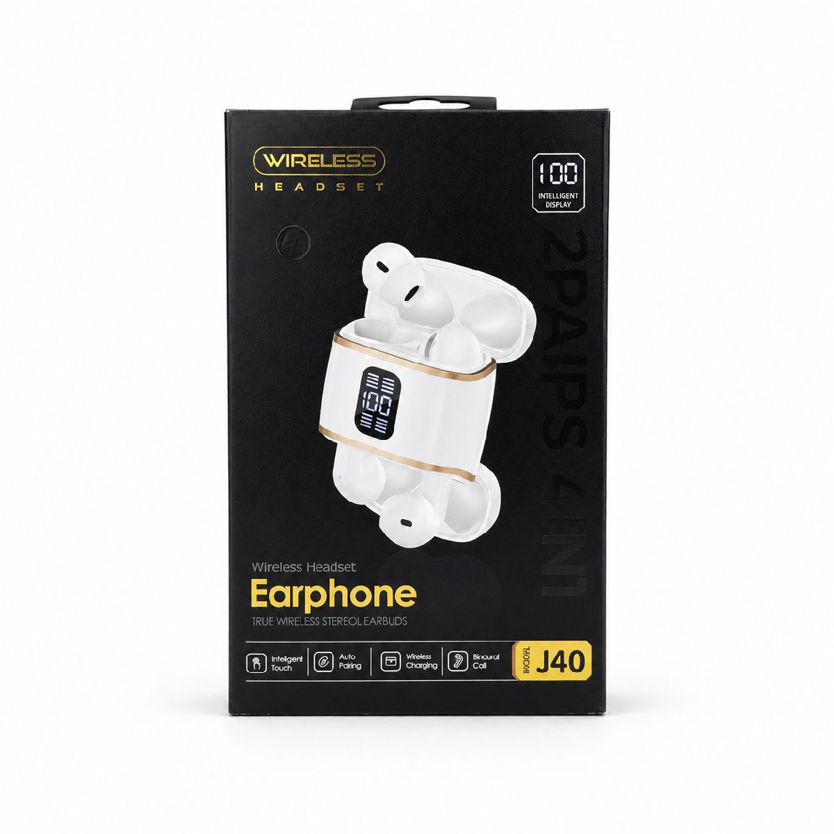 J40 4-in-1 True Wireless Earbuds – Bluetooth 5.4 TWS with Dual-Side Charging Case, Smart LED Display, Active Noise Cancellation & IPX5 Waterproof 2