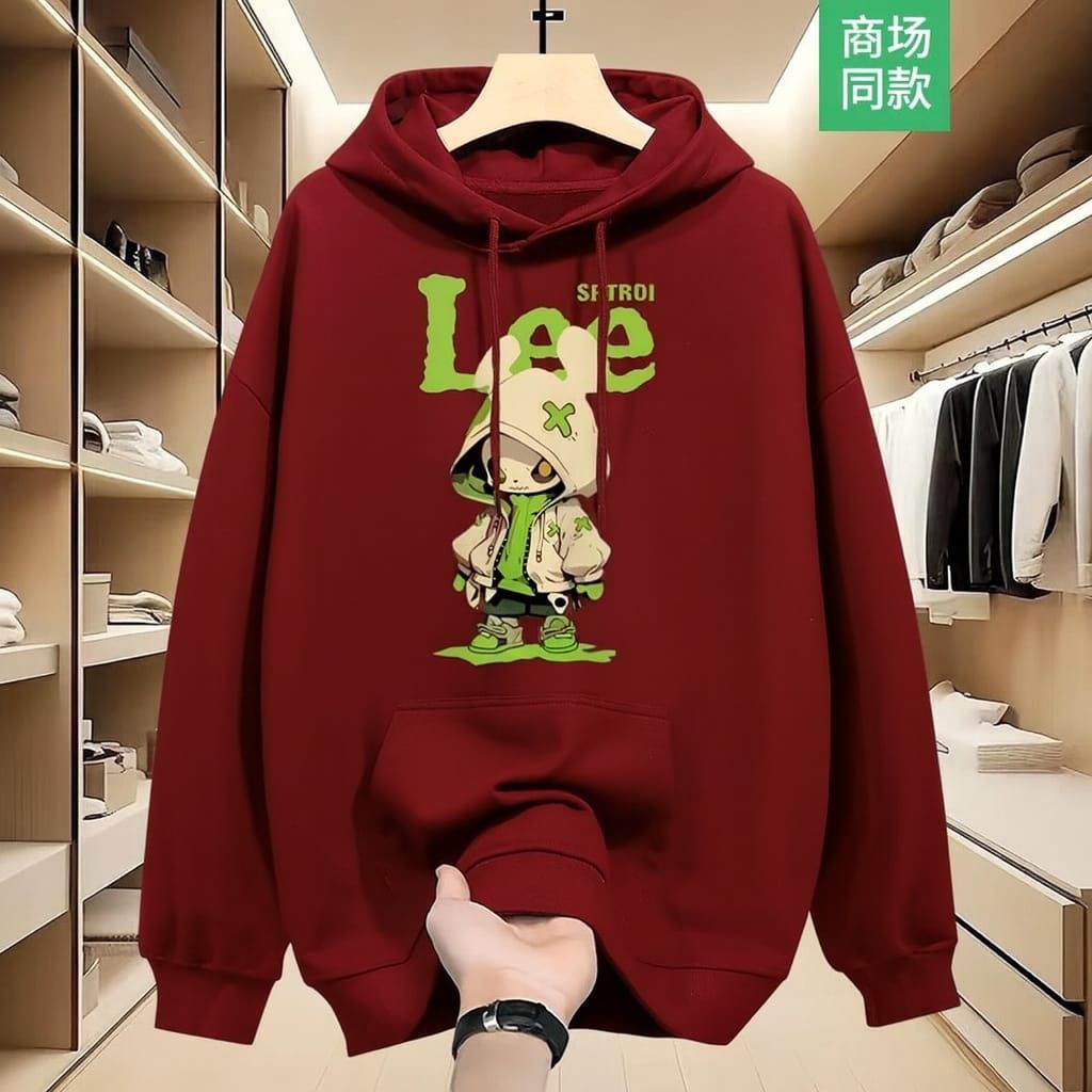 Stylish Solid Printed Cotton Hoodie