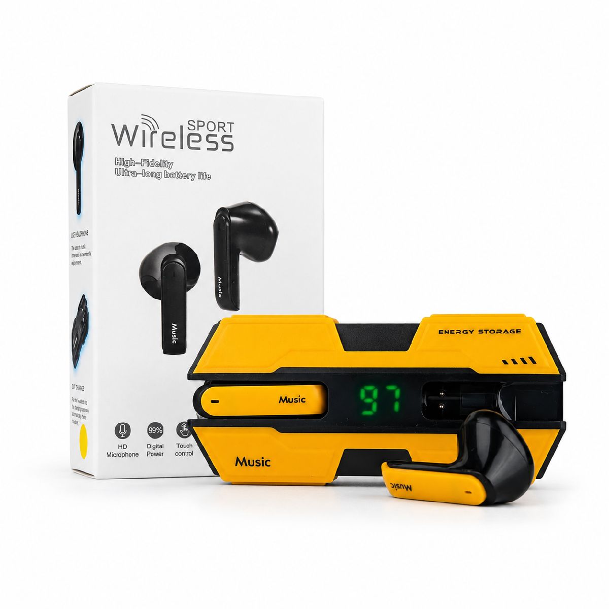 K8 Sport True Wireless Earbuds – In-Ear Bluetooth Earphones with Deep Bass, Touch Control, LED Digital Display & Secure Fit for Gym & Sports 3