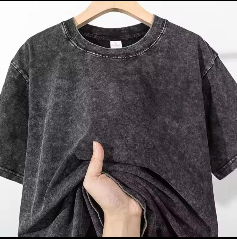 Solid Acid Wash Drop Shoulder T-Shirt 2
