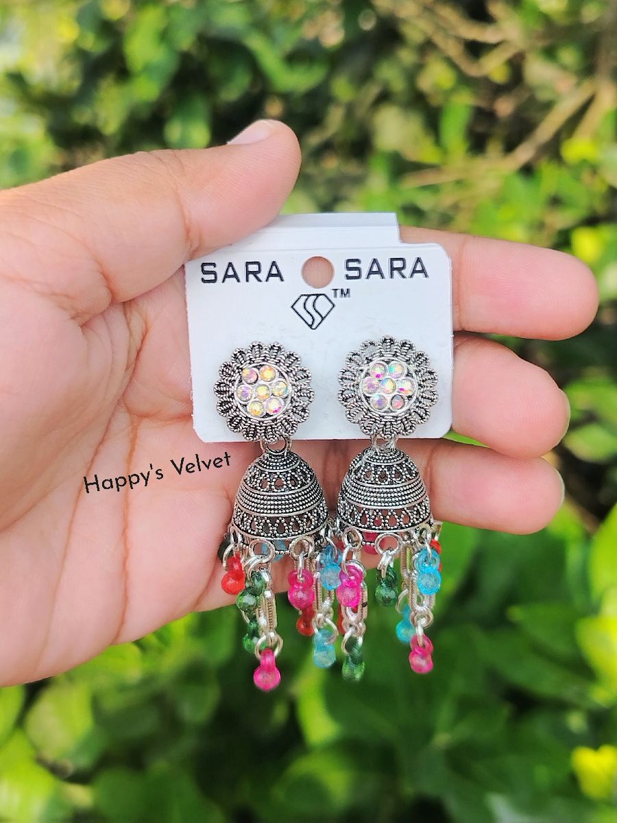 Premium Oxidized Silver Jhumka Earrings Combo (4 Pairs Set) 2