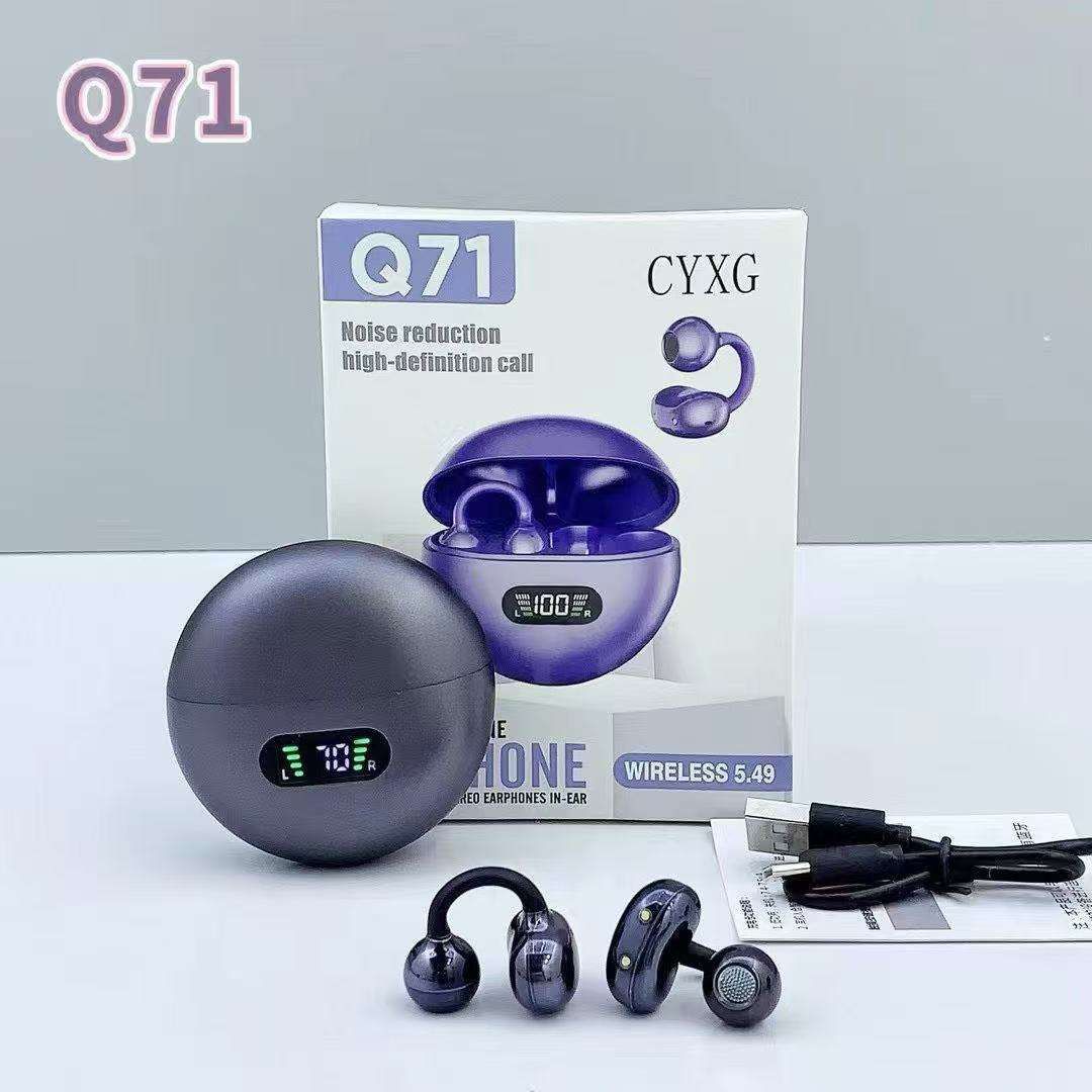 Q71 True Wireless Open-Ear / Ear Clip Earbuds – Digital LED Display, HD Stereo Sound, Noise Reduction Call Feature, 30mAh Earbud & 180mAh Charging Case for Sports & Daily Use 2