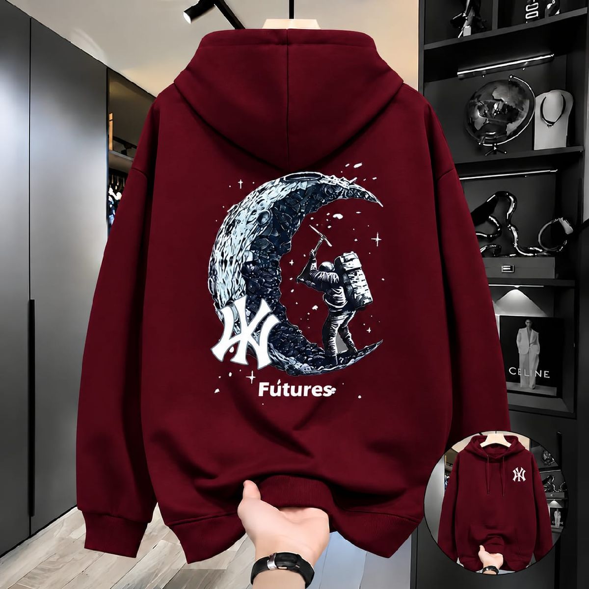 Solid Printed Hoodie