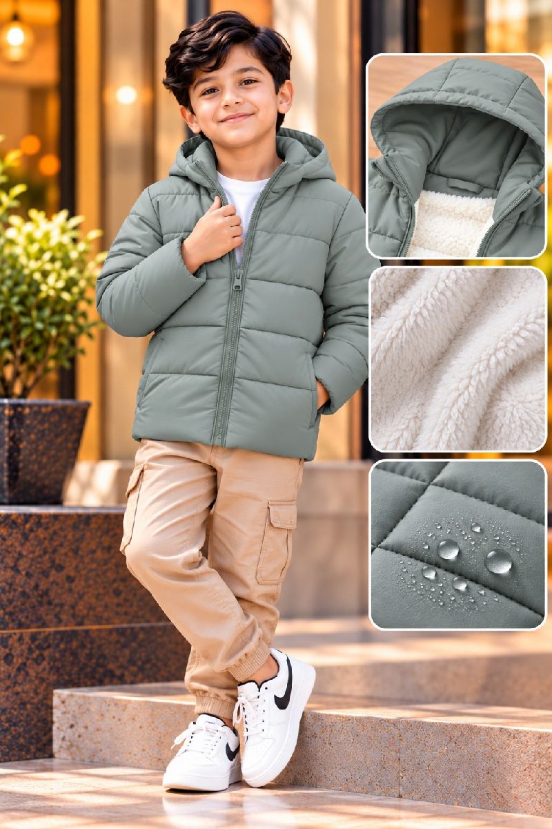 Boy's Sherpa Padding Jacket (Hoodie) 3