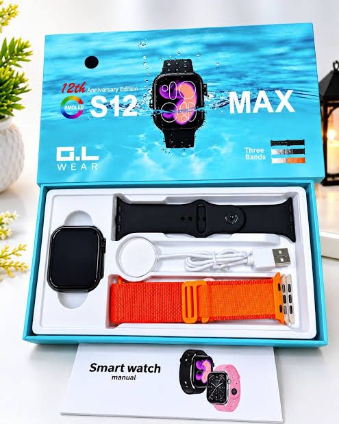 GL Wear S12 Max AMOLED Waterproof Smart Watch – 3 Belts