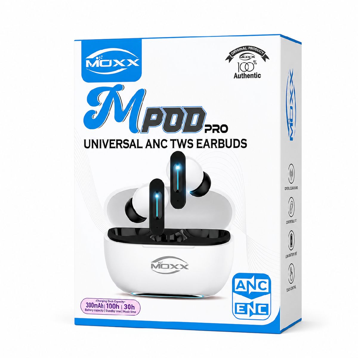 MOXX MPod Pro ANC True Wireless Earbuds – Bluetooth 5.4 TWS with Active & Environmental Noise Cancellation, Dual HD Mics & 30H Battery 3